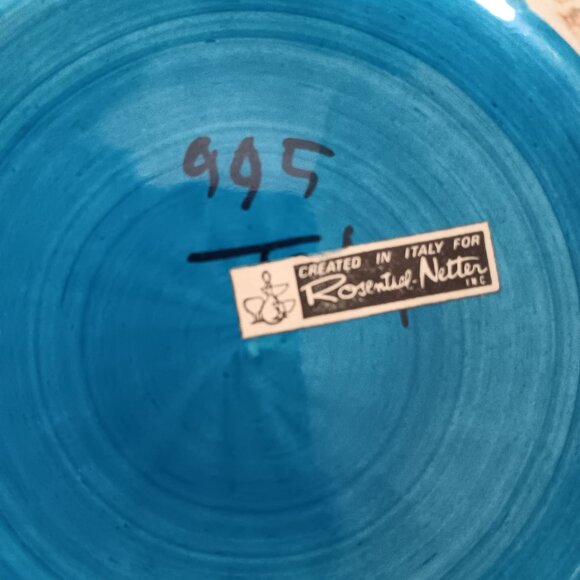 Vintage Rosenthal Netter Italian Ceramic Jar With Lid Green & Blue Handpainted - Picture 6 of 7